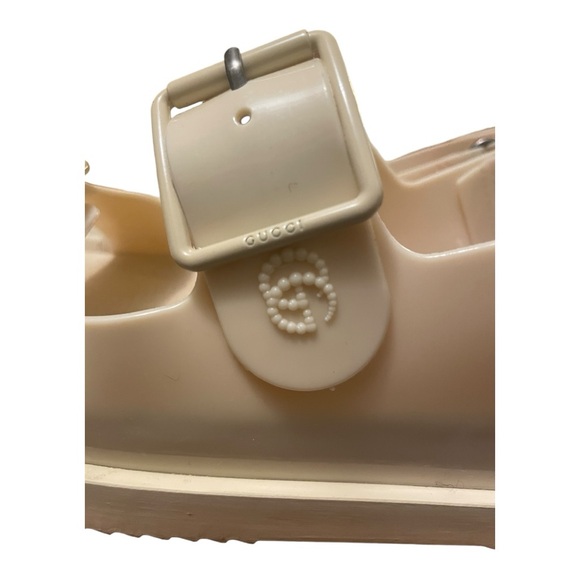Gucci Women's Isla Double G Logo Rubber Sandals Dusty White Size 38 US 8 - Picture 6 of 9